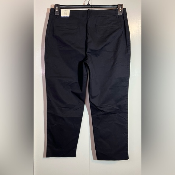 Talbots NWT Stretch Twill Crop Pants Women’s Size 14 Black - Picture 2 of 10
